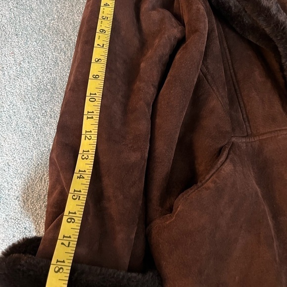 Greg Bell Brown Suede Leather jacket coat faux fur lined women’s size Large - Picture 7 of 7